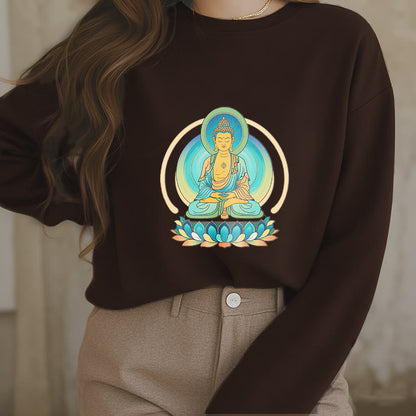 Mythstone Lotus Meditation Buddha Fleece Lined Sweatshirt