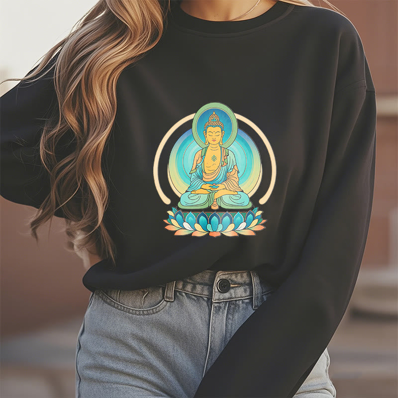 Mythstone Lotus Meditation Buddha Fleece Lined Sweatshirt