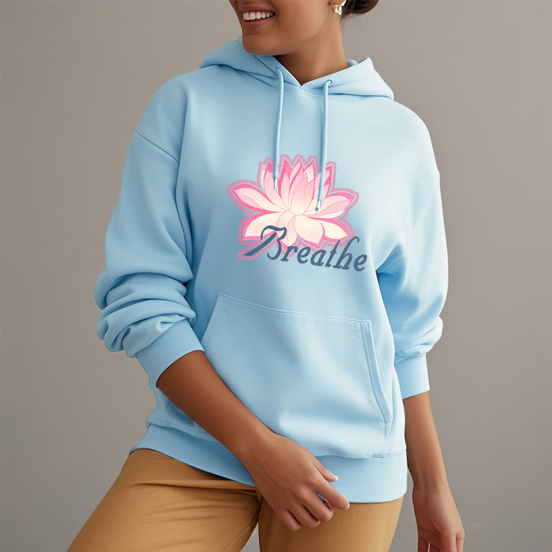 Mythstone BREATHE Lotus Flower Fleece Lined Polyester Hoodie