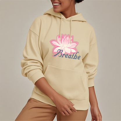 Mythstone BREATHE Lotus Flower Fleece Lined Polyester Hoodie