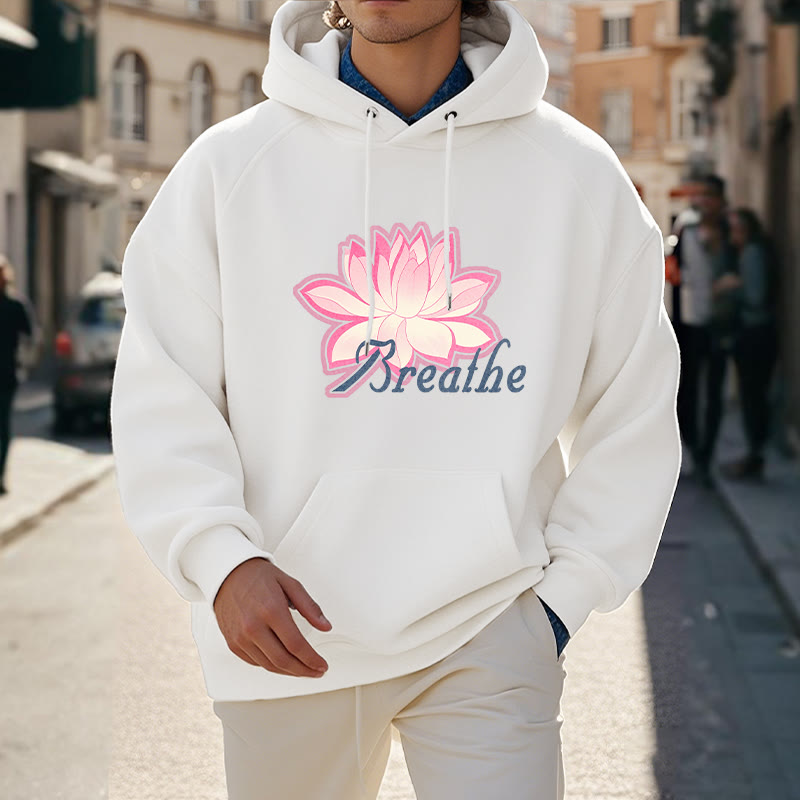 Mythstone BREATHE Lotus Flower Fleece Lined Polyester Hoodie