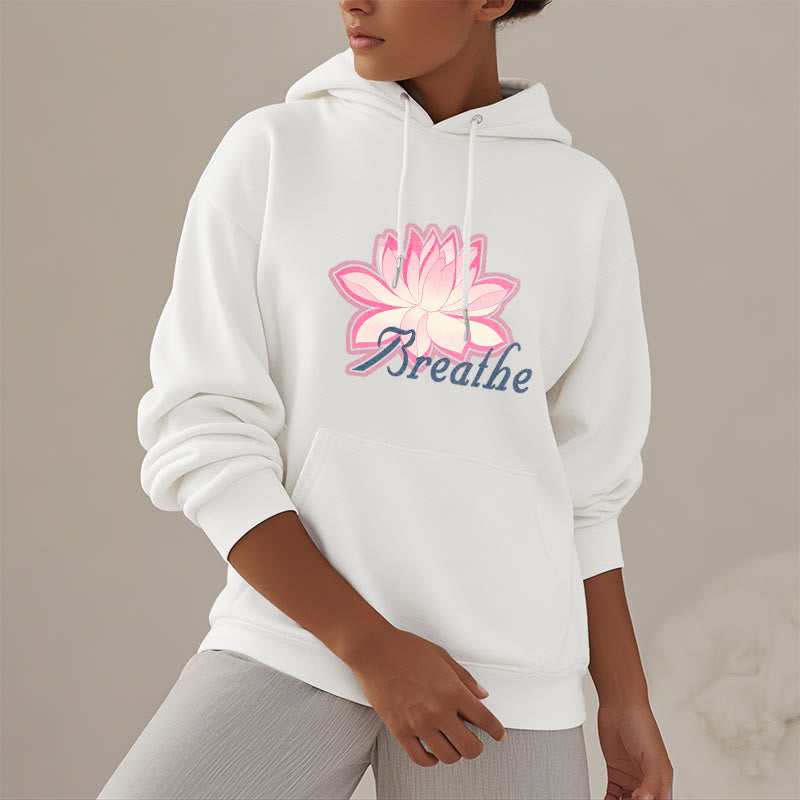 Mythstone BREATHE Lotus Flower Fleece Lined Polyester Hoodie