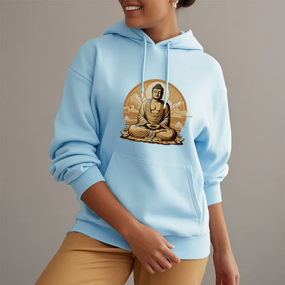 Mythstone Sun Auspicious Clouds Buddha Fleece Lined Polyester Hoodie