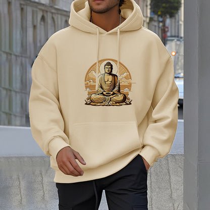 Mythstone Sun Auspicious Clouds Buddha Fleece Lined Polyester Hoodie