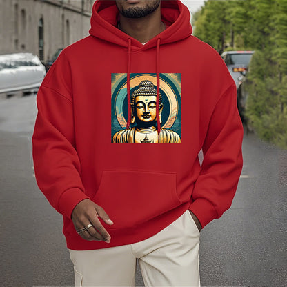 Mythstone Aura Golden Buddha Fleece Lined Polyester Hoodie