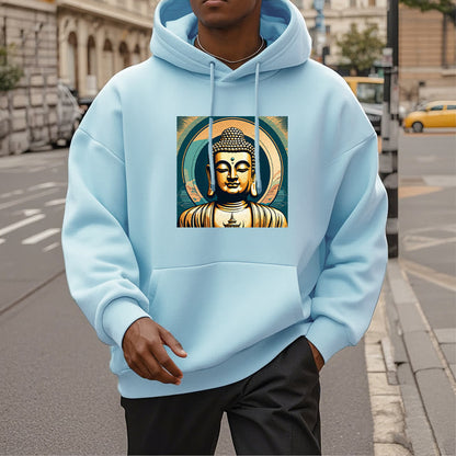 Mythstone Aura Golden Buddha Fleece Lined Polyester Hoodie