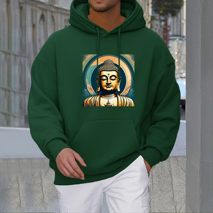 Mythstone Aura Golden Buddha Fleece Lined Polyester Hoodie