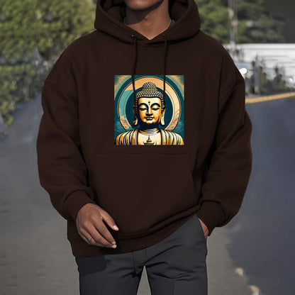 Mythstone Aura Golden Buddha Fleece Lined Polyester Hoodie