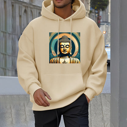 Mythstone Aura Golden Buddha Fleece Lined Polyester Hoodie