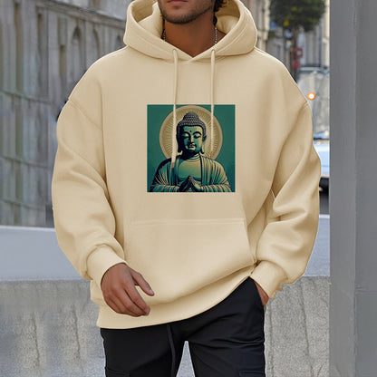 Sudadera con capucha de poliéster con forro polar y Buda verde Aura de Mythstone 