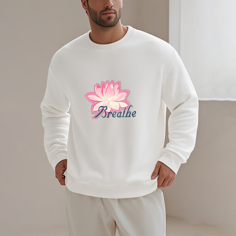 Mythstone BREATHE Lotus Round Neck Fleece Lined Sweatshirt