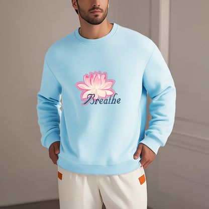 Mythstone BREATHE Lotus Round Neck Fleece Lined Sweatshirt