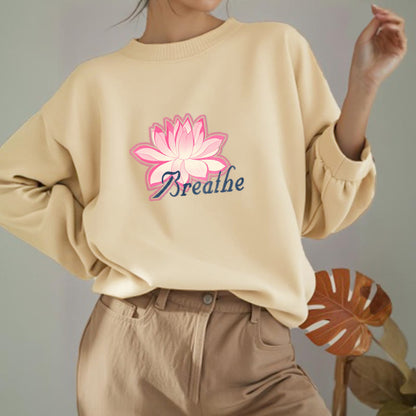 Mythstone BREATHE Lotus Round Neck Fleece Lined Sweatshirt