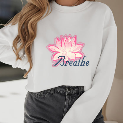 Mythstone BREATHE Lotus Round Neck Fleece Lined Sweatshirt