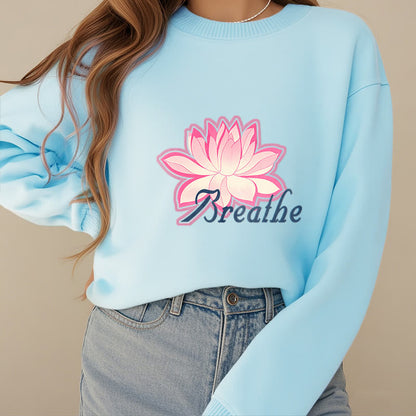 Mythstone BREATHE Lotus Round Neck Fleece Lined Sweatshirt