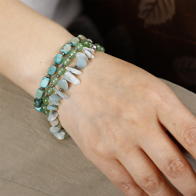 Mythstone Green Emperor Stone Green Aventurine Happiness Triple Wrap Bracelet