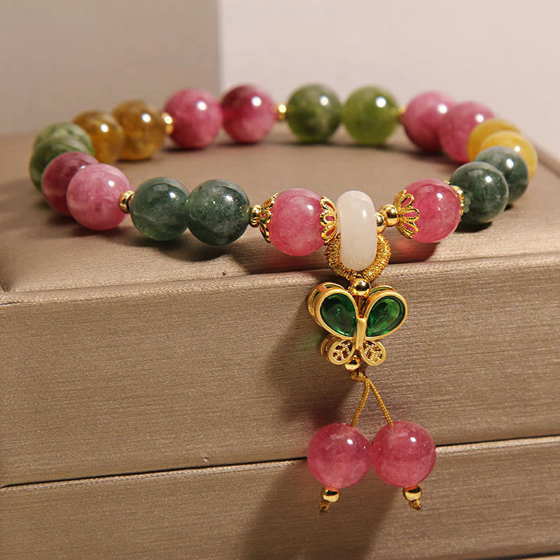 Mythstone Tourmaline Jade Butterfly Wisdom Bracelet