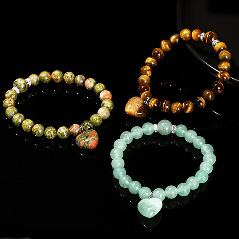 Pulsera de equilibrio con forma de corazón de amor y aventurina verde de varios cristales Mythstone 