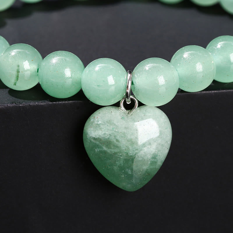 Pulsera de equilibrio con forma de corazón de amor y aventurina verde de varios cristales Mythstone 