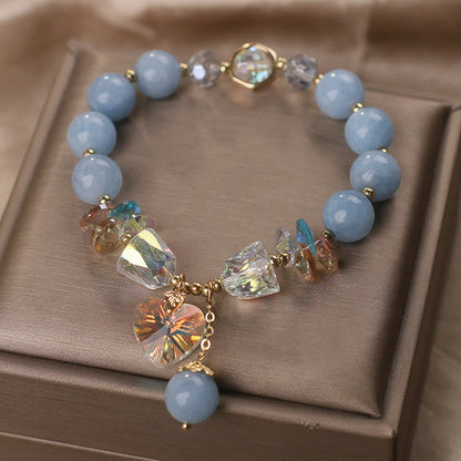 Mythstone Aquamarine Green Crystal Love Heart Charm Healing Bracelet