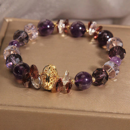 Mythstone Amethyst Red Crystal White Crystal Pumpkin Inner Peace And Healing Bracelet