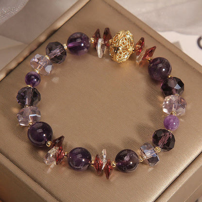 Mythstone Amethyst Red Crystal White Crystal Pumpkin Inner Peace And Healing Bracelet