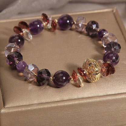 Mythstone Amethyst Red Crystal White Crystal Pumpkin Inner Peace And Healing Bracelet