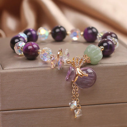 Mythstone Purple Tiger Eye White Crystal Amethyst Jade Bravery Bracelet