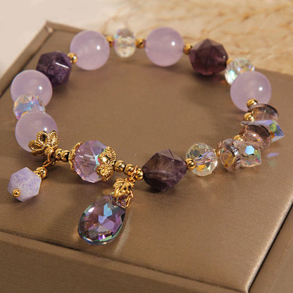 Mythstone Amethyst White Crystal Drop Meditation Bracelet