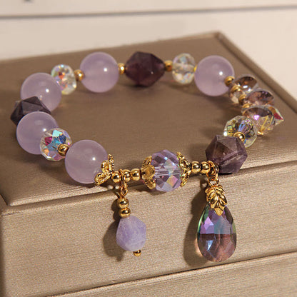 Mythstone Amethyst White Crystal Drop Meditation Bracelet