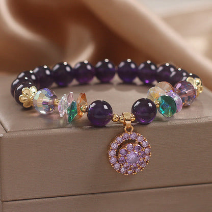 Mythstone Amethyst Green Crystal Citrine White Crystal Spiritual Awareness Bracelet