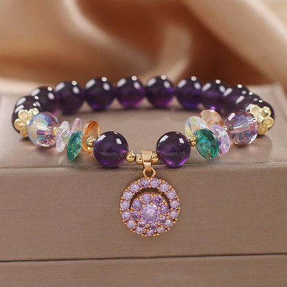 Mythstone Amethyst Green Crystal Citrine White Crystal Spiritual Awareness Bracelet