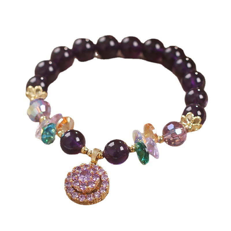 Mythstone Amethyst Green Crystal Citrine White Crystal Spiritual Awareness Bracelet