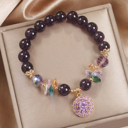 Mythstone Amethyst Green Crystal Citrine White Crystal Spiritual Awareness Bracelet