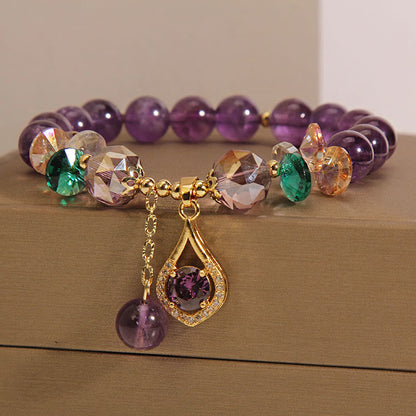 Mythstone Amethyst Green Crystal Citrine White Crystal Spiritual Awareness Bracelet