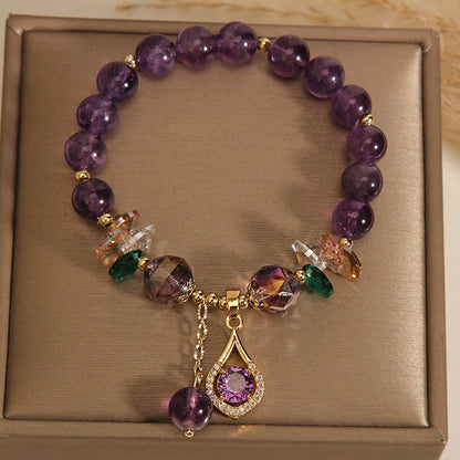 Mythstone Amethyst Green Crystal Citrine White Crystal Spiritual Awareness Bracelet