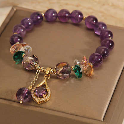 Mythstone Amethyst Green Crystal Citrine White Crystal Spiritual Awareness Bracelet