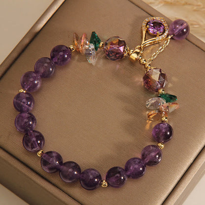 Mythstone Amethyst Green Crystal Citrine White Crystal Spiritual Awareness Bracelet