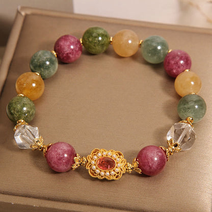 Mythstone Tourmaline Pearl Pink Crystal White Crystal Wisdom Bracelet