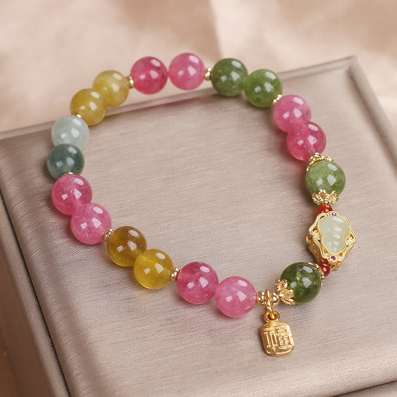 Mythstone Tourmaline Fu Character Love Bracelet