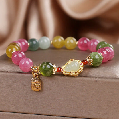 Mythstone Tourmaline Fu Character Love Bracelet