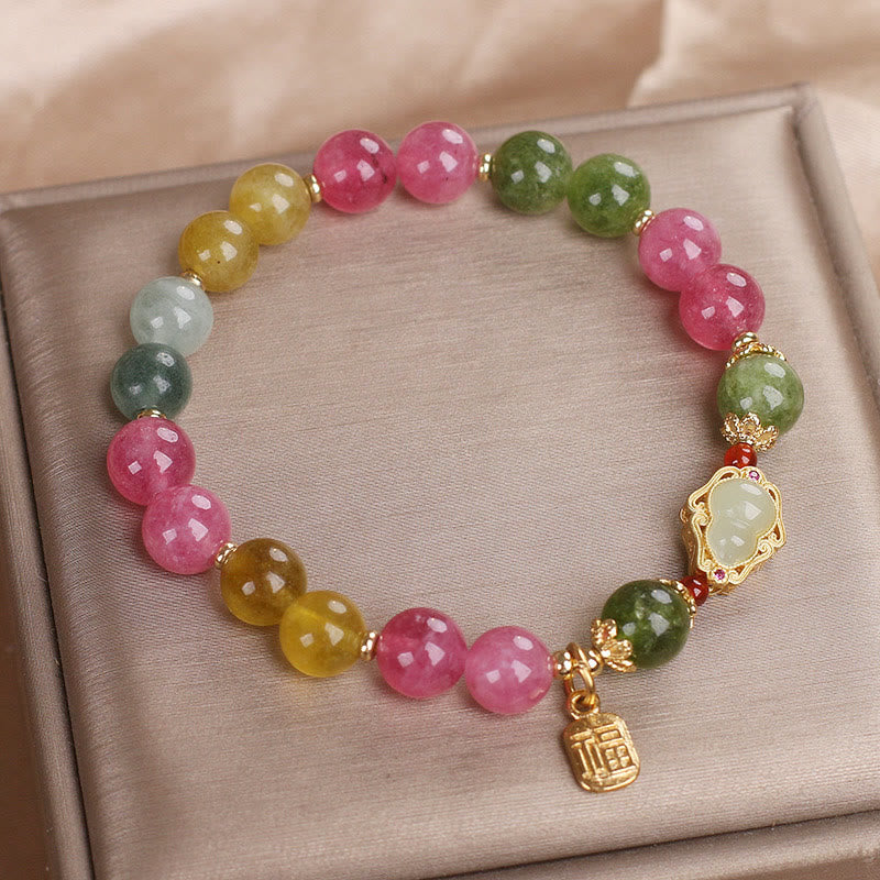 Mythstone Tourmaline Fu Character Love Bracelet