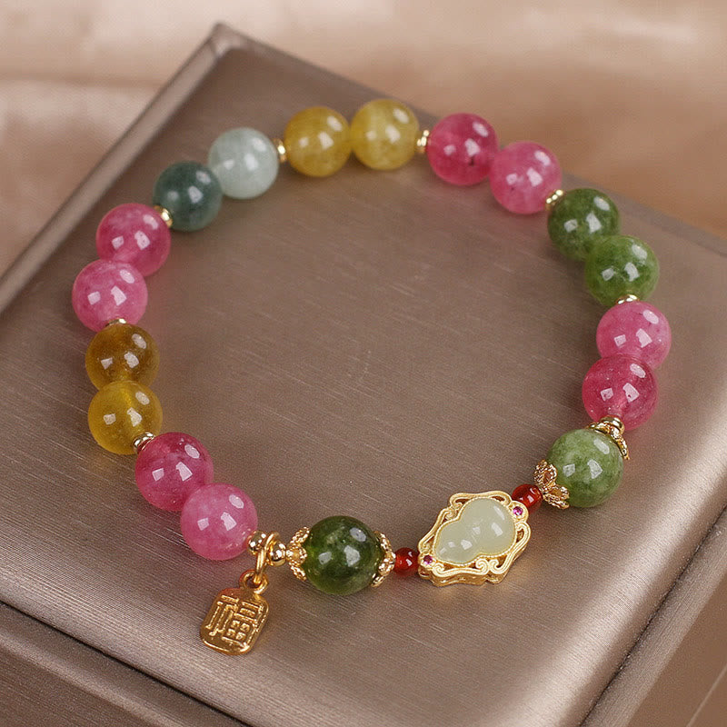 Mythstone Tourmaline Fu Character Love Bracelet