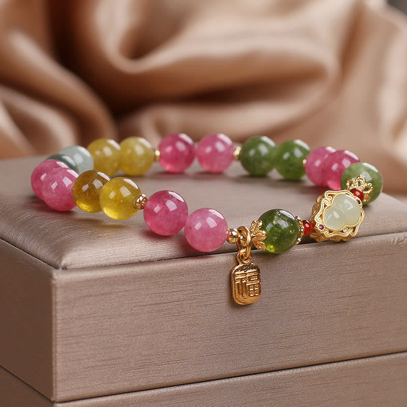 Mythstone Tourmaline Fu Character Love Bracelet