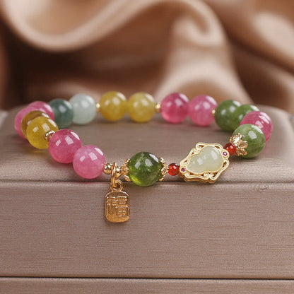 Mythstone Tourmaline Fu Character Love Bracelet