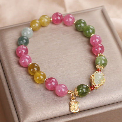 Mythstone Tourmaline Fu Character Love Bracelet