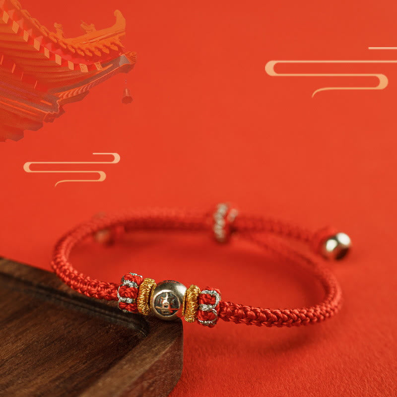 Mythstone Red String Chinese Characters Protection Bracelet