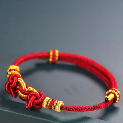 Pulsera de fuerza con nudo de silla de montar de hilo rojo Mythstone 