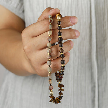 Pulsera de triple vuelta con piedra del emperador, ojo de tigre y bronzita de Mythstone 