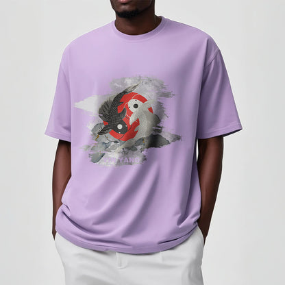 Mythstone Yin Yang Koi Fish Clouds Cotton Tee T-shirt